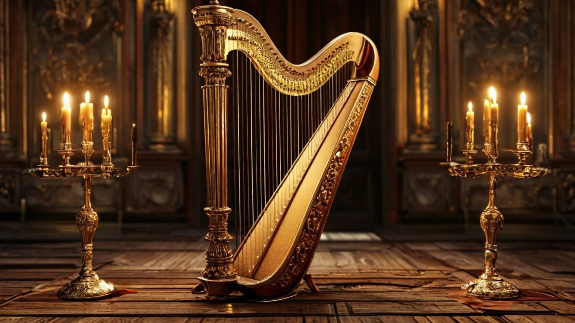 Кельтские арфы в оранжерее при свечах
